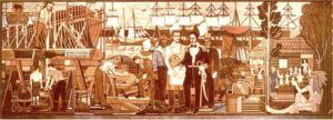 Commodore Perry at Black Rock, 1969. Sgraffito detail.